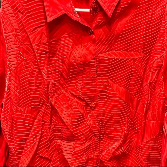 Maggie sweet 2pc Set Vibrant Red Button-Up Shirt & tank top LARGE - Picture 7 of 7